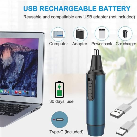 Ear and Nose Hair Trimmer Professional USB Rechargeable Nose Trimmer Kit - Picture 4 of 6